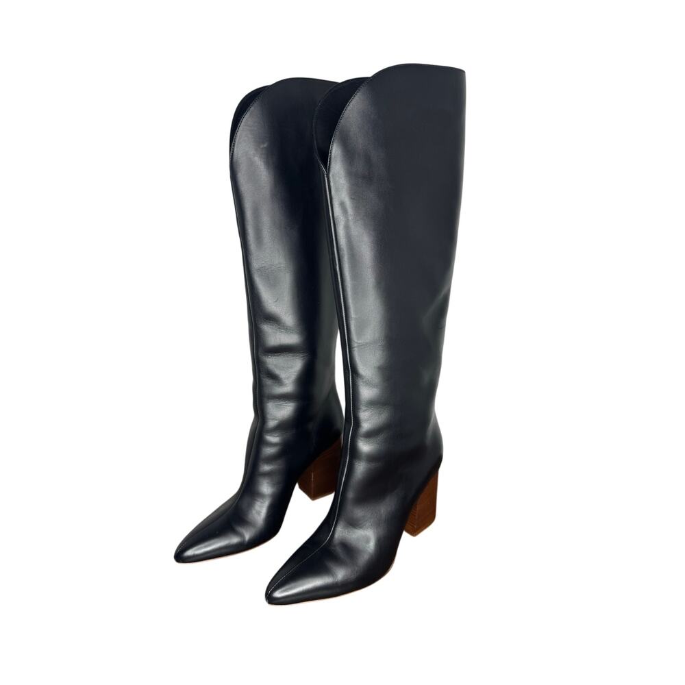 Gabriela Hearst Black Cora Calfskin Leather Knee-High Boots EU 37 Riding Style - Picture 4 of 11